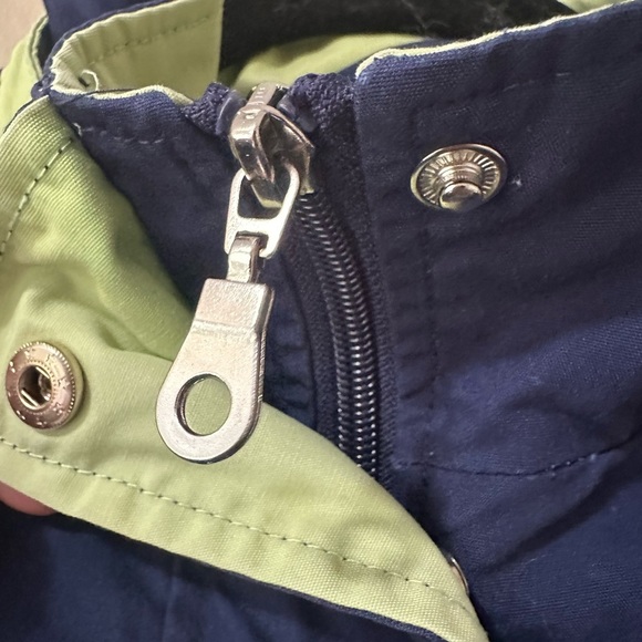 Vintage Mackintosh Nautical Boat Themed Navy Blue and Green Rain Coat - Picture 5 of 12